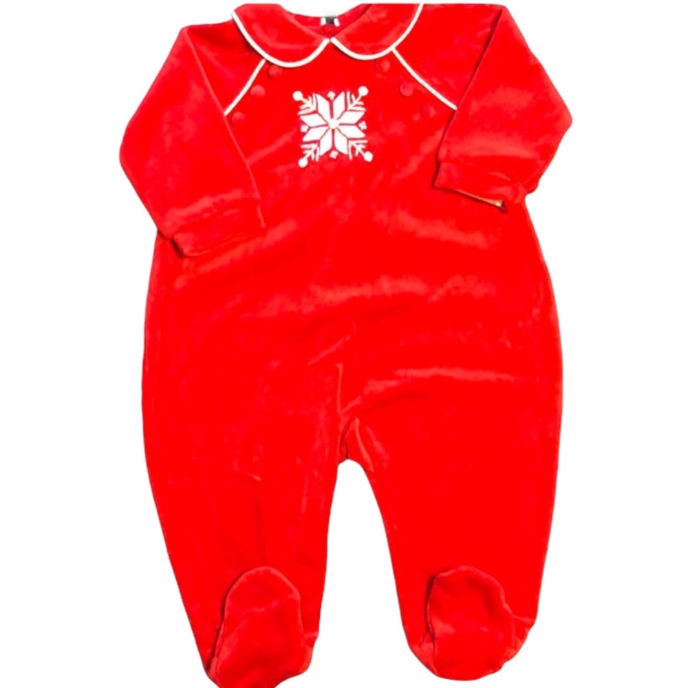 BABY unisex Hartstrings red snowflake Valore Footie  size 6 months